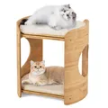 Produktbild: GOPLUS 2 stöckiger Katzenbett, Kratzbaum aus Bambus mit Doppelbetten, abnehmbaren & waschbaren Kissen, Zugangslöchern, Katzenhöhle Katzenmöbel im Landhausstil für Kätzchen, 40 x 33 x 41 cm