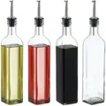 Produktbild: Essig- Und Ölspender Set, 4 Glasflaschen, 500 Ml, Ausgießer, Olivenöl & Vinaigrette, Ölflasche, Transparent - Relaxdays