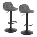 Produktbild: WOLTU Barhocker 2er Set Barstuhl mit Rückenlehne Fußstütze höhenverstellbar (60-82cm) 360° Drehstuhl bis 150kg belastbar Samt Metall Dunkelgrau BH317dgr-2