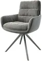 Produktbild: DELIFE Polsterstuhl Abelia-Flex, mit Armlehnen Kreuzgestell kantig Edelstahl Samt Grau 180°