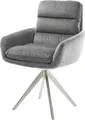 Produktbild: DELIFE Polsterstuhl Abelia-Flex, mit Armlehnen Kreuzgestell kantig Edelstahl Samt Grau