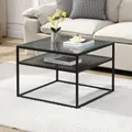 Produktbild: FineBuy Couchtisch Glas Metall Schwarz 60x60x45 cm Quadratischer Wohnzimmertisch Modern mit Ablage Beistelltisch Sofatisch Glastisch Klein