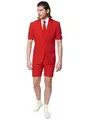 Produktbild: OppoSuits Herren Men Suit Business-Anzug Hosen-Set Inklusive Shorts, Kurzarmjacke & Krawatte, Red Devil, 46 EU