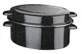 Produktbild: GSW Gänsebräter Bräter Emaille Oval mit Deckel 42cm 13 Liter Schwarz NEU