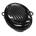 Produktbild: GSW Gänsebräter Bräter Emaille Oval mit Deckel 42cm 13 Liter Schwarz NEU