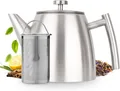 Produktbild: Vaja Trends Teekanne, 1L Doppelwandig Aus Grau Edelstahl Mit Siebeinsatz, Mit Stövchen, Tea Maker, Teekanne Edelstahl