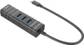 Produktbild: LINDY 43249 USB-Hub 3 Port USB-A, RJ45 USB 3.1 Gen1 5 GBit/s mit eingebautem Netzwerk-Anschluss Schwarz USB 3.1 Hub und GB