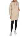 Produktbild: DENIMFY Hoodie Damen lang Oversized DFAnna Kapuzenpullover Pullover Sweatkleid Kapuzenkleid Streetwear Print Beige M, Größe:M, Farben:Birch Beige