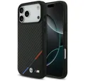 Produktbild: BMW Handyhülle MagSafe iPhone 17 Pro Max Carbon-Look Tricolor schwarz Logo Metall 6,9 Zoll, Kantenschutz