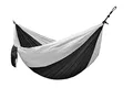Produktbild: Kronenburg Ultraleichte Nylon Hängematte Fallschirmseide 275 x 140 cm, nur 595 Gramm, Traglast 300 kg inkl. 2 Karabiner und Seile - Schwarz/Weiß - Farbwahl