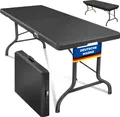 Produktbild: KESSER® Buffettisch Tisch klappbar Kunststoff 183x76 cm Rattan Optik Campingtisch Partytisch Klapptisch Gartentisch für Garten Terrasse und Balkon zusammenklappbar 6 Personen ink. Tragegriff
