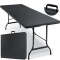 Produktbild: KESSER® Buffettisch Tisch klappbar Kunststoff 183x76 cm Rattan Optik Campingtisch Partytisch Klapptisch Gartentisch für Garten Terrasse und Balkon zusammenklappbar 6 Personen ink. Tragegriff