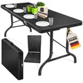 Produktbild: KESSER® Buffettisch Tisch klappbar Kunststoff 183x76 cm Rattan Optik Campingtisch Partytisch Klapptisch Gartentisch für Garten Terrasse und Balkon zusammenklappbar 6 Personen ink. Tragegriff