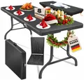 Produktbild: KESSER® Buffettisch Tisch klappbar Kunststoff 183x76cm Rattan Optik Campingtisch Partytisch Klapptisch Gartentisch 6 Personen Garten Terrasse & Balkon zusammenklappbar inkl. Tragegriff Anthrazit