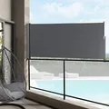 Produktbild: pro.tec Seitenmarkise ausziehbar Mulhacén Balkon Sichtschutz 100 x 300 cm Markise zum Bohren Windschutz Terrasse mit Metallgestell Grau