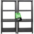 Produktbild: ONDIS24 Steckregal 2x Kunststoffregal, 60 x 30 x 131 (H) cm, 4 Böden, Schwerlastregal, bis zu 80 kg, Regal, Lagerregal - Doppelpack schwarz