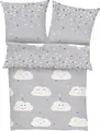 Produktbild: s.Oliver Junior Bettwäsche 100x135 cm, 80x80 cm - grau/weiß, Renforcébettwäsche mit Wolken, 100 % Baumwolle