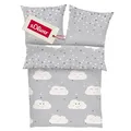 Produktbild: s.Oliver Kinderbettwäsche Wolke 100x135 cm - 100% Baumwolle, praktischer Reißverschluss & maschinenwaschbar, Bettwäsche für Kinder 2tlg. Wölkchen & Sterne grau