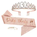 Produktbild: Moitkptt Dirty Thirty 30. Geburtstags Tiara, Geburtstags-Krone Schärpe Set, deko 30 Geburtstag für 30. Geburtstag Frauen Alles Gute zum 30. Geburtstagsgeschenk, Partyzubehör (Rosegold)