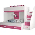 Produktbild: Abiks Möbel Etagenbett, Weiß, Pink, Holz, Nachbildung, 90x200 cm, Kinder- & Jugendzimmer, Kindermöbel, Kinderbetten, Etagenbetten