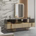 Produktbild: Sideboard mit Spiegel Kommode Schrank Gold Edelstahl Holz Luxusmöbel