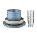 Produktbild: Koziol CLUB SET GÖTEBORG Geschirrset | 16 Teile, bruchfest, stapelbar | biozirkulärer Kunststoff, spülmaschinengeeignet, melaminfrei | Camping, Picknick, Outdoor (nature flower blue)