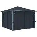 Produktbild: vidaXL Pavillon mit Vorhängen 300x300 cm Anthrazit Aluminium 48043
