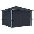 Produktbild: vidaXL Pavillon mit Vorhängen Partyzelt Gartenzelt Gartenpavillon Festzelt Garten Zelt Bierzelt Pavillion 300x300cm Anthrazit Aluminium Stahl