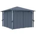 Produktbild: Pavillon mit Vorhängen 300×300 cm Anthrazit Aluminium