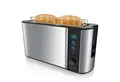 Produktbild: Arendo Toaster Edelstahl, Langschlitz, Display mit Restzeitanzeige, Brötchenaufsatz, 1 langer Schlitz, für 2 Scheiben, 1000 W, Defrost Funktion, Wärmeisolierendes Gehäuse, Krümelschublade