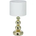 Produktbild: Tischlampe Gold, Runder Lampenschirm, Originelles Design, E27, Nachttischlampe, Hxd: 50 X 25 Cm, Weiß/gold - Relaxdays