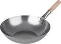 Produktbild: Vogue Wok milder Stahl flacher Boden 35,6(Ø)cm