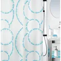 Produktbild: Spirella Anti-Schimmel Duschvorhang - Anti-Bakteriell, waschbar, wasserdicht, Polyester, „Claire“ 240x180cm Weiß Blau