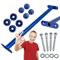 Produktbild: 4iQ 5er Set Metall Kletterstange für Spielplatz, Reckstangen, pulverbeschichteter Stahl, 60 cm, Ø 32 mm, 100 kg Traglast, inkl. Schrauben & Abdeckkappen (Blau)