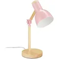 Produktbild: Schreibtischlampe, Verstellbare Retro Tischlampe, Holz & Metall, E14 Fassung, Leselampe, 45,5 X 14,5 Cm, Rosa - Relaxdays