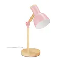 Produktbild: Relaxdays Schreibtischlampe, verstellbare Retro Tischlampe, Holz & Metall, E14 Fassung, Leselampe, 45,5 x 14,5 cm, rosa