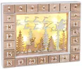 Produktbild: BRUBAKER befüllbarer Adventskalender Holz Weihnachtskalender zum Befüllen mit LED-Beleuchtung - 35,5 cm (1-tlg), Kalender Weihnachten - Fliegender Weihnachtsmann