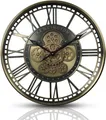 Produktbild: Wanduhr mit echtem Bewegungsgetriebe Zahnrädern römische oder arabische Ziffern (Römische Zahlen, Gold)