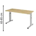 Produktbild: Hammerbacher Schreibtisch O-Serie, asteiche/silber, höhenverstellbar, 140x65-85x67,2cm, Mini Office
