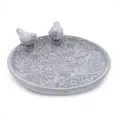 Produktbild: Beton Vogeltränke mit Figuren - 24cm - Stein Vogel Bad Wasser Tränke Garten Deko