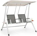 Produktbild: blumfeldt Bel Air Duo Swing Hollywoodschaukel - für 2 Personen , Duo Relax-Bauweise , atmungsaktives Gewebe , Edelstahl-Schrauben , anthrazit/Creme
