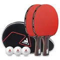 Produktbild: JOOLA Tischtennis Set Duo PRO 2 Tischtennisschläger + 3 Tischtennisbälle + Tischtennishülle, rot/schwarz, 6-teilig