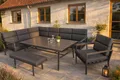 Produktbild: Green Spirit Loungeset Siena Ecklounge 9 Personen Aluminium Anthrazit Holzoptik-Tisch, (Set, 5-tlg., 1x Eckbank (2x 3-Sitzer Bank), 1x Bank, 1x Sessel, 1x Tisch), Aluminium, grau, für 9 Personen, wetterfest, Garten, Terrasse, Outdoor