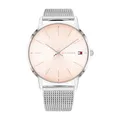 Produktbild: Tommy Hilfiger Damen 40mm Quarzuhr - Blush Sunray Zifferblatt, Edelstahl-Mesh-Armband - 1782244