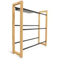 Produktbild: holz4home® Getränkekistenregal aus Bambus I 6 Kisten I inkl. Metallablage I Schwarze Metallstreben I Kellerregal Getränkeregal für Küche & Keller