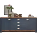 Produktbild: Innostyle Dijon Sideboard Holzwerkstoff Parisian Blue/Haveleiche Cognac - Parisian Blue