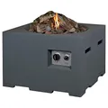 Produktbild: Mania Feuertisch für den Garten - Gas Feuerstelle ohne Rauch, Funken, Glut & Asche - Gaskamin Outdoor mit 12 kW in Betonoptik grau 60 x 60 x 40 cm - Gasfeuerstelle Terrassenkamin Kaminfeuer