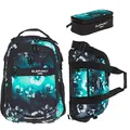 Produktbild: Elephant 3 Teile Set Schulrucksack Hero Signature Rucksack + Sporttasche + Mäppchen 12609 (Flower Türkis-Schwarz Verlauf)