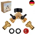 Produktbild: Messing Wasseranschluss 2-Wege-Gartenschlauch-Verteiler, Y-Ventiler 3/4 Zoll,