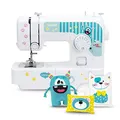 Produktbild: Brother J14s Kindernähmaschine kullaloo edition inkl. Fingerschutz, Stickerbogen & Anfänger-Nähset KINDERLEICHT Nähkurs 
